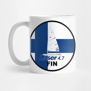 laser class sailboat on flag Finland Mug